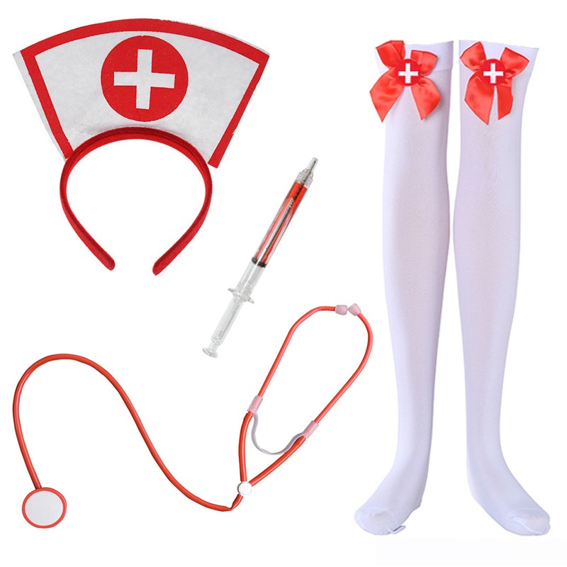 4-Piece Halloween Nurse Costume Accessories Set for Themed Events